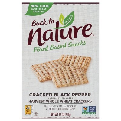 Back To Nature Crackers Harvest Whole Wheat Cracked Black Pepper 12/8.5 OZ [UNFI #2036309] [ebt]