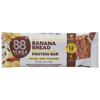 88 Acres Protein Bar Banana Bread Pumpkin Seed 9/1.9 OZ [UNFI #2527380] [ebt]