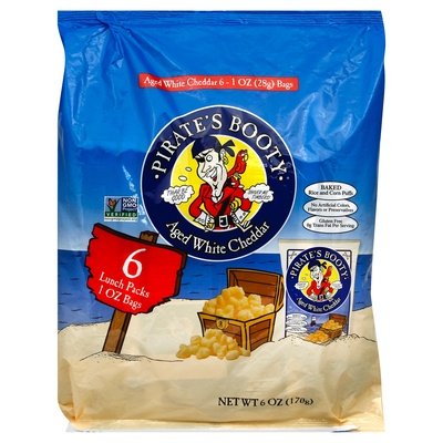 Pirates Booty Rice and Corn Puffs Baked Aged White Cheddar Lunch Packs 12/6/1 OZ [UNFI #1508951] [ebt]