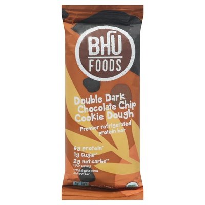 Bhu Protein Bar Double Dark Chocolate Chip Cookie Dough 8/1.6 OZ [UNFI #2342301] [ebt]