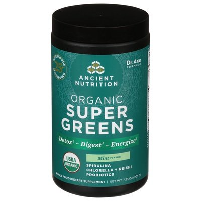 Ancient Nutrition Super Greens Organic Mint Flavor 7.23 OZ [UNFI #2936888] T