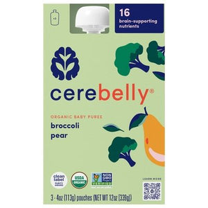 Cerebelly Baby Puree Organic Broccoli Pear 6/3/4 OZ [UNFI #2802114] [ebt]
