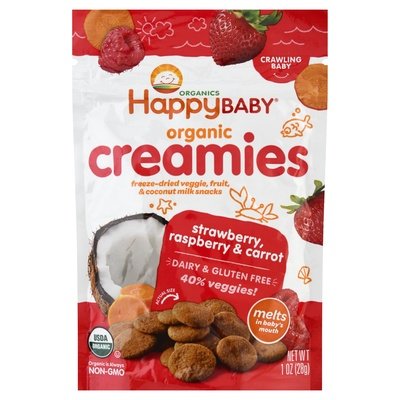 Happy Creamies Creamies Organic Strawberry Raspberry & Carrot Crawling Baby 8/1 OZ [UNFI #1191691] [ebt]