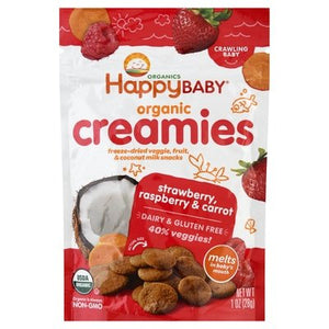 Happy Creamies Creamies Organic Strawberry Raspberry & Carrot Crawling Baby 8/1 OZ [UNFI #1191691] [ebt]