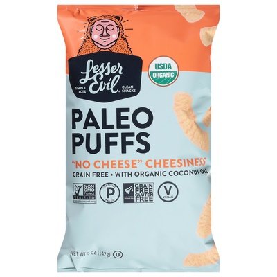 Lesser Evil Puffs Paleo Organic No Cheese Cheesiness 9/5 OZ [UNFI #2203362] [ebt]