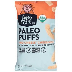 Lesser Evil Puffs Paleo Organic No Cheese Cheesiness 9/5 OZ [UNFI #2203362] [ebt]