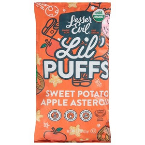 Lesser Evil Lil Puffs Sweet Potato Apple Asteroid 5/2.5 OZ [UNFI #2958692] [ebt]
