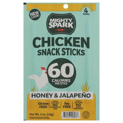 Mighty Spark Chicken Snack Sticks Honey & Jalapeno 8/4 CT [UNFI #2938470] [ebt]