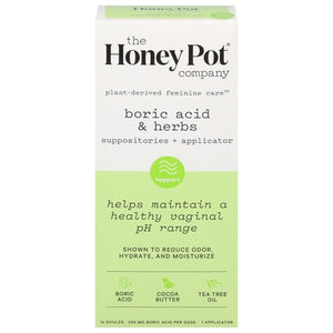 The Honey Pot Suppositories + Applicator Boric Acid & Herbs 14 CT  [UNFI #2557494]  T