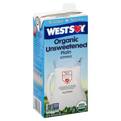 Westsoy Soymilk Organic Unsweetened Plain 12/32 OZ [UNFI #971705] [ebt]