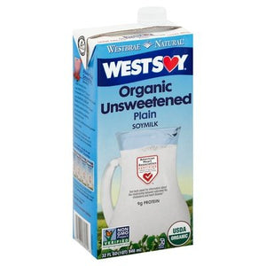 Westsoy Soymilk Organic Unsweetened Plain 12/32 OZ [UNFI #971705] [ebt]