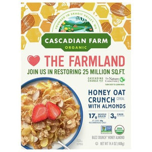 Cascadian Farm Cereal Organic Honey Oat Crunch With Almonds 10/14.4 OZ [UNFI #1541622] [ebt]
