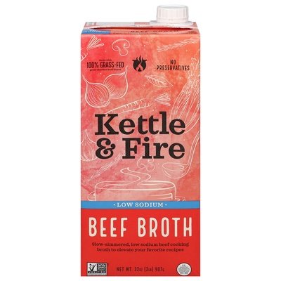 Kettle & Fire Beef Broth Low Sodium 6/32 OZ [UNFI #2728269] [ebt]