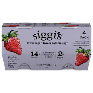 Siggis Yogurt Lowfat 2% Milkfat Strawberry Flavor 4 Pack 4/4/5.3 Z [UNFI #2756914] [ebt]