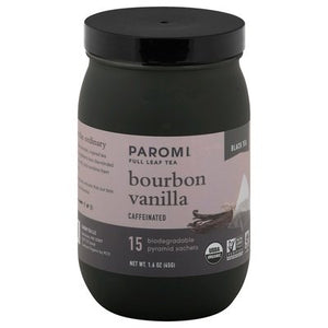 Paromi Tea Black Tea Bourbon Vanilla Caffeinated Pyramid Sachets 6/15 CT [UNFI #2149466] [ebt]