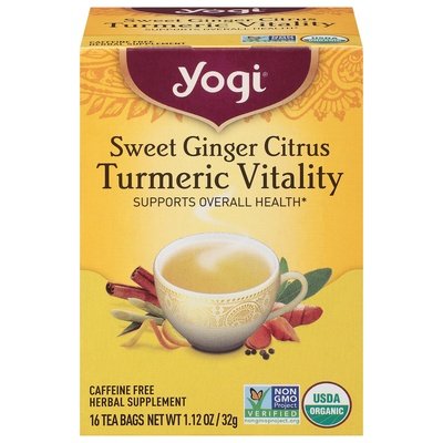 Yogi Herbal Supplement Sweet Ginger Citrus Turmeric Vitality Caffeine Free Tea Bags 6/16 BAG [UNFI #2737583] [ebt]