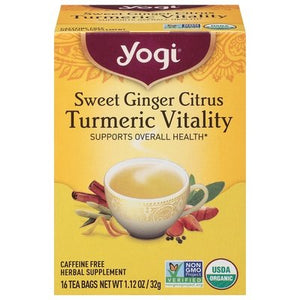 Yogi Herbal Supplement Sweet Ginger Citrus Turmeric Vitality Caffeine Free Tea Bags 6/16 BAG [UNFI #2737583] [ebt]
