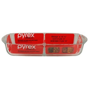 Pyrex Baking Dish Divided Glass 1.7 Quart 8 Inch x 12 Inch 4/1 CT [UNFI #2888410] T