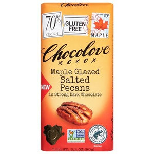 Chocolove Dark Chocolate Salted Pecans 70% Cocoa Maple Glazed 12/3.2 OZ [UNFI #2792349] [ebt] T