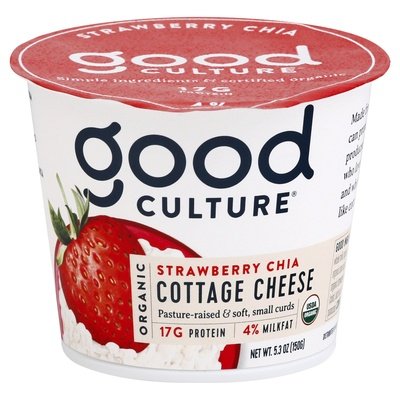 Good Culture Cottage Cheese Organic Strawberry Chia 12/5.3 OZ [UNFI #2889459] [ebt]