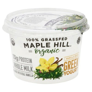 Maple Hill Creamery Greek Yogurt Whole Milk Organic Vanilla Bean 6/16 OZ [UNFI #1644772] [ebt]