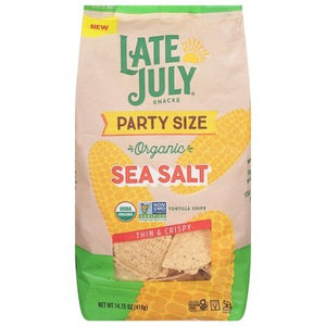 Late July Snacks Tortilla Chips Organic Thin & Crispy Sea Salt Party Size 9/14.75 OZ [UNFI #2821668] [ebt]