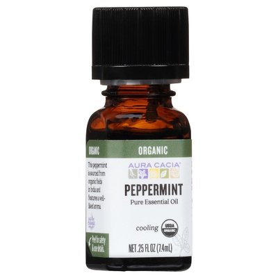 Aura Cacia Pure Essential Oil Organic Peppermint Cooling 1/.25 OZ [UNFI #325258] T