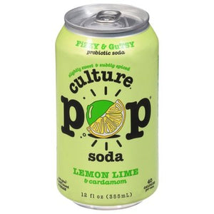 Culture Pop Soda Probiotic Soda Lemon Lime & Cardamom 12/12 OZ [UNFI #2930675] [ebt] T