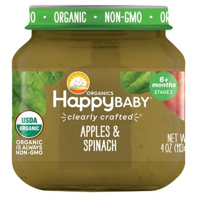 Happy Baby Apples & Spinach Organics Stage 2 (6+ Months) 6/4 OZ [UNFI #2473718] [ebt]