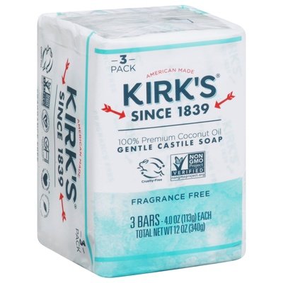 Kirks Castile Soap Gentle Fragrance Free 3 Pack 1/3/4 OZ [UNFI #1533074] T