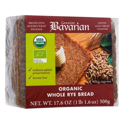 Genuine Bavarian Rye Bread Whole Grain Organic 6/17.6 OZ [UNFI #0852624] [ebt]