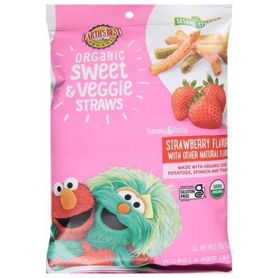 Earths Best Sweet & Veggie Straws Strawberry Flavored 4/2.75 OZ [UNFI #3013497] [ebt]