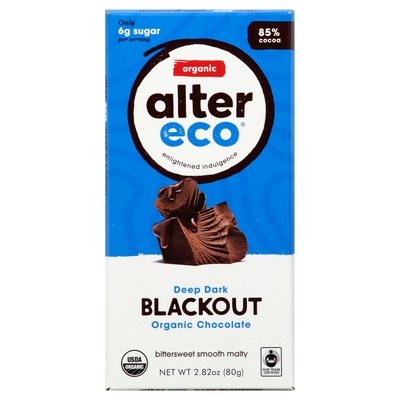 Alter Eco Dark Chocolate Organic Deep Dark Blackout 85% Cocoa 12/2.82 OZ [UNFI #1099423] [ebt] T