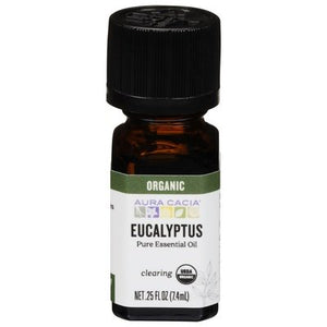 Aura Cacia Pure Essential Oil Organic Eucalyptus Clearing 1/.25 OZ [UNFI #323238] T