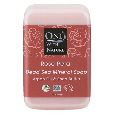 One With Nature Soap Dead Sea Mineral Rose Petal 7 OZ [UNFI #0650390] T