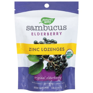 Natures Way Zinc Lozenges Original Elderberry 24 CT [UNFI #1554955] T