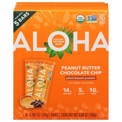 Aloha Protein Bars Peanut Butter Chocolate Chip 6/5 PACK [UNFI #2958064] [ebt]