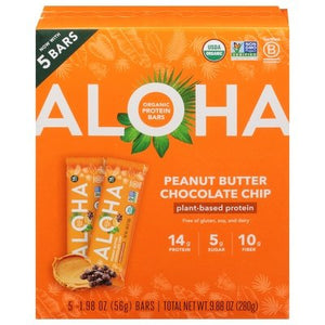 Aloha Protein Bars Peanut Butter Chocolate Chip 6/5 PACK [UNFI #2958064] [ebt]