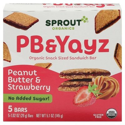 Sprout Sandwich Bar Organic Peanut Butter & Strawberry Snack Sized 6/5.1 OZ [UNFI #2966612] [ebt]