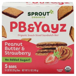 Sprout Sandwich Bar Organic Peanut Butter & Strawberry Snack Sized 6/5.1 OZ [UNFI #2966612] [ebt]