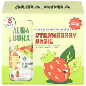 Aura Bora Herbal Sparkling Water Basil Berry 4/6/12 OZ [UNFI #2781672] [ebt] T
