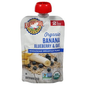 Earths Best Breakfast Puree Wholesome Organic Banana Blueberry & Oat 2 (6+ Months) 12/3.5 OZ [UNFI #2815231] [ebt]
