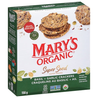Marys Gone Crackers Crackers Basil + Garlic Super Seed 6/5.5 OZ [UNFI #1831205] [ebt]