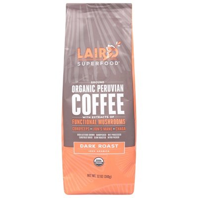 Laird Superfood Coffee Organic Ground Dark Roast Peruvian 6/12 OZ [UNFI #2651131] [ebt]