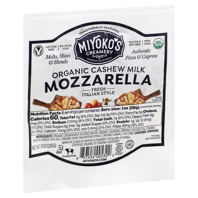 Miyokos Creamery Cheese Organic Mozzarella 6/8 OZ [UNFI #1815562] [ebt]