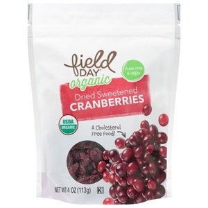 Field Day Cranberries Organic Dried Sweetened 12/4 OZ [UNFI #2595403] [ebt]