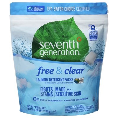 Seventh Generation Laundry Detergent Packs Free & Clear 8/45 CT [UNFI #1875657] T