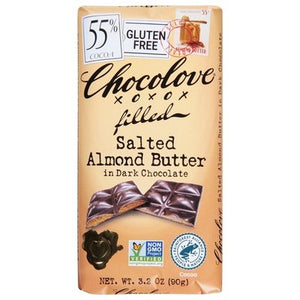 Chocolove Salted Almond Butter In Dark Chocolate Filled 55% Cocoa 10/3.2 OZ [UNFI #1815448] [ebt] T