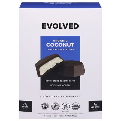 Evolved Dark Chocolate Cups Organic Coconut 6/4.93 OZ [UNFI #2578409] [ebt] T