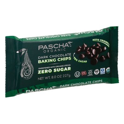 Pascha Baking Chips Organic Zero Sugar Dark Chocolate 6/8 OZ [UNFI #2519551] [ebt]